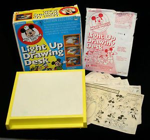 Vintage Disney Mickey Mouse Club Complete Light Up Drawing Art Desk Set Works