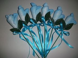 Turquoise Blue Diaper Rose Baby Shower Roses Table Decoration Invitation Favor