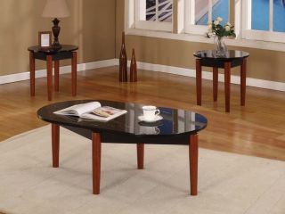 Cherry Finish Wood with Faux Marble Top Coffee Table 2 End Tables New