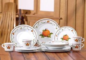 16 Pumpkin Autumn Fall Harvest Melamine Serveware Dinnerware Plate Bowl Mug Set
