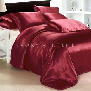 New Red Silk Satin Queen Size DOONA Duvet Quilt Cover Luxury Hotel Bedding Set