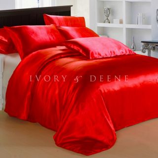 Luxury Red Satin Queen Size DOONA Cover Duvet Quilt Soft Silk Feel Bedding Set