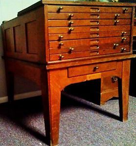 Flat File Cabinet Antique Wood Art Plan Map Blueprint Files by Hamilton