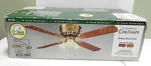 Chatham 52" Antique Brass Finish 4 Reversible Blade Ceiling Fan Light