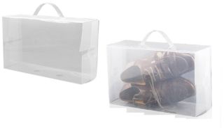 Plastic Transparent Clear Shoes Heels Storage Organiser Foldable Box with Handle