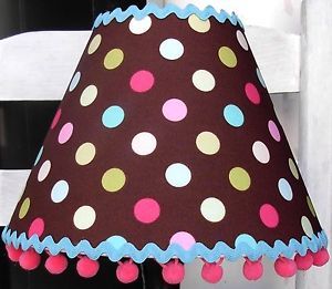 Lamp Shade M w Pottery Barn Kids Coco Dot Brown Polka Dots Pink Blue More Baby