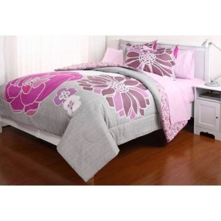 Pink Grey Floral Gray Comforter Sheets Sham Set Dorm Teen Kid Room Girls Bedding