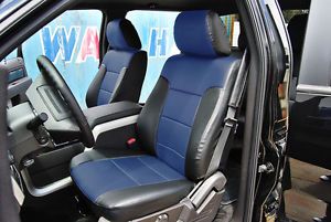 Ford F 150 2009 2013 Black Blue s Leather Custom Fit Front Seat Cover