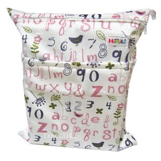 Wet Dry Bag Baby Cloth Diaper Nappy Bag Reusable Letters and Numbers Two Zippers