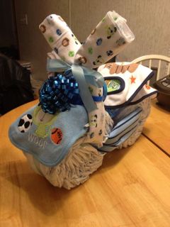 Diaper Pamper Cake Motorcycle 45pc Boy Baby Shower Gift