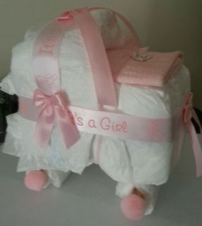 Bassinet Diaper Cake Baby Shower Decor Gift It's A Girl
