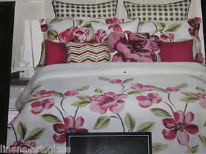 Cynthia Rowley Pink Green Yellow Floral King Duvet Cover Comforter Cover 4 Pcnew