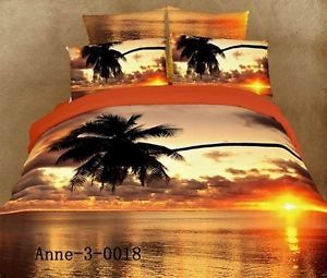 Hawaii Seacape Sunset Art Oil Painting Queen Size Bedding Bed Set Duvet Covers