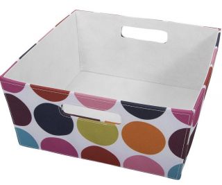 Brand New Itso Polka Dot Fabric Medium Sized Square Storage Bin Basket