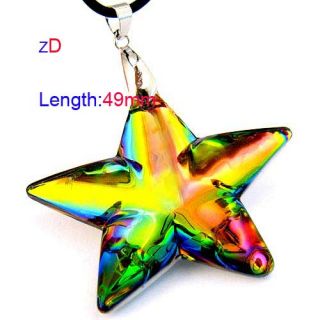 C958133 Dazzling Colorful Crystal Glass Bail Star Shape Pendant Necklace Jewelry
