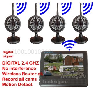 Outdoor Wireless 4 CCTV Surveillance Security Camera System Nightvision DVR