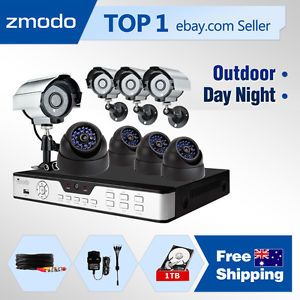 ZMODO 8 CH Channel DVR CCTV Indoor Outdoor CCD Sensor Security Camera System 1TB