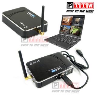 Wireless 4 CH Channel Camera USB DVR Receiver Detecter Color Quad Display