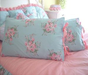 Shabby Princess Chic Country Pink Rose Floral Duvet Cover Queen Bedding Set