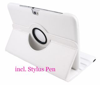 Leder Hülle Tasche Samsung Galaxy Tab Note 10 1 N8000 N8010 360° Case Pen Weiß