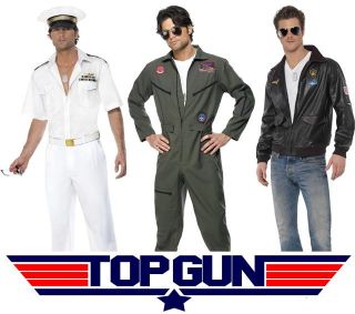 Mens 80s Official Top Gun Fancy Dress Costume Fighter Pilot Outfit Stag Party