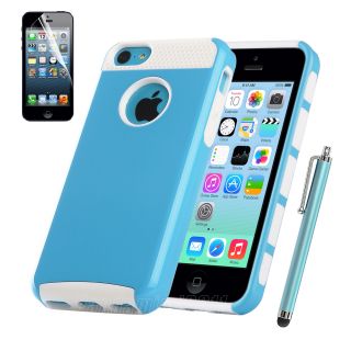 Colorful Heavy Duty Hybrid Rugged Hard Case Cover for iPhone 5c C Stylus Film