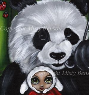 Red Umbrella Panda Bear Fantasy Gothic Lolita 8 5x11