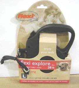 New Flexi USA Explore Retractable Cord Dog Leash Large 26ft Long 110 lb Black