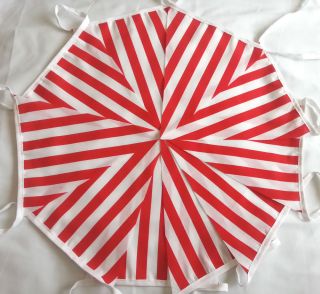 10ft Red White Stripe Handmade Fabric Bunting Christmas Candy Cane