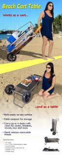 Copa Aluminum Folding Beach Table Cart Rolling Portable Outdoor Park Beach