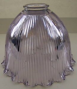 Antique Purple Glass Holophane Extensive Lamp Shade