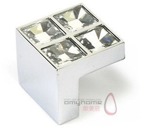 L Style Clear Square Cabinet Drawer Crystal Glass Knob Knobs
