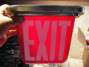Vintage Ruby Red Glass Exit Sign Light Shade