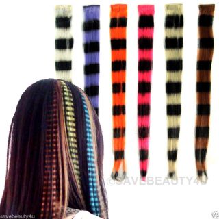 3pcs New Fashion Grizzly Feather Style Synthetic Clip Hair Extension Wide Color