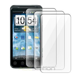 New for HTC EVO 3D Reusable Screen Protector x 3 Pcs
