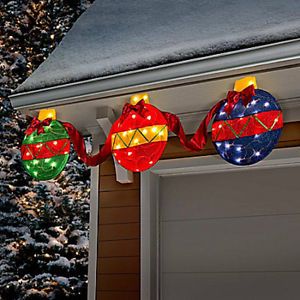 Lighted Set of 3 Tinsel Christmas Ornaments Holiday Yard Decor New