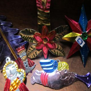 Folk Art Collection 70 Metal Tin Christmas Ornaments Mexican FolkArt Home Decor