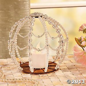 Round Beaded Tea Light Candle Holder Tabletop Home Decor Accent New TVI1 7429