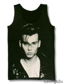 Johnny Depp Tank Top Rock Art Movie Star Black Singlet T Shirt Mini Dress New