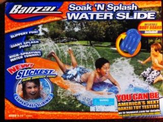 Banzai Soak N Splash 16ft Long Slip N Slide Body Board Pool Yard Toy New