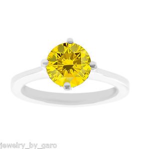 18K White Gold 1 01 tcw Unique Canary Yellow Diamond Solitaire Engagement Ring