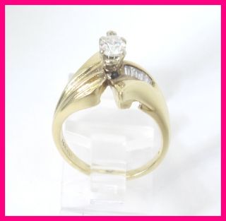 14k Yellow Gold Pear Baguette Diamond Engagement Wedding Ring 96ct
