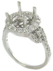 1 01 Carat Round Diamonds Semi Mount Setting Engagement Ring 14k White Gold