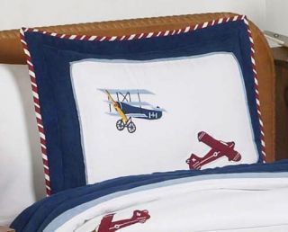 Red White Blue Vintage Aviator Kid Plane Boy Twin Bedding Set Sweet JoJo Designs