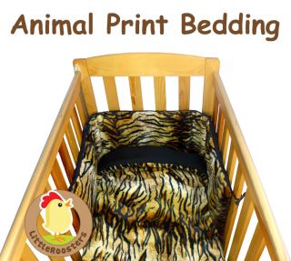 Faux Fur Animal Print Baby Cot Cot Bed Quilt and Bumper Bedding Set Made in UK