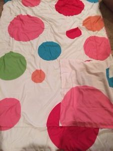 Pink Green Blue White Polka Dot Kids Twin Size Bed Bedding Comforter