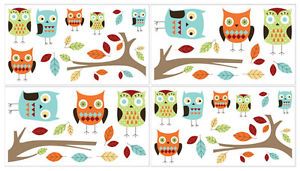 Sweet JoJo Designs Turquoise Owl Bedding Decal Stickers Kids Wall Art Room Decor