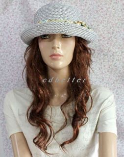 Women Girls Satin Flower Cute Garden Beach Vacation Straw Summer Sun Hats Caps
