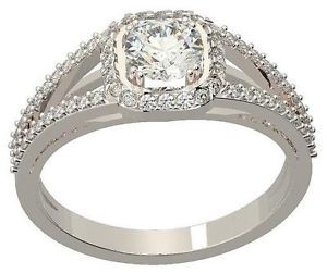 Split Shank 1 01ctw Real Diamond White Gold Halo Solitaire Anniversary Ring Band