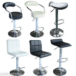 Barstool Pub Bar Stool Kitchen Leather Counter Chair Chrome 360 Swivel Set of 2